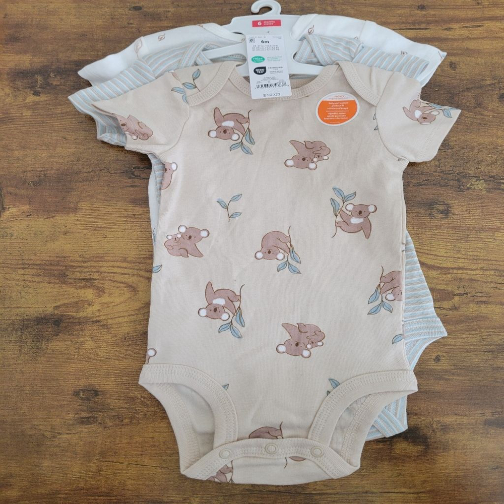 Baby Carter's Size 3M, 6M & 24M Bodysuits 3 Pack Beige White Blue Koala NWT